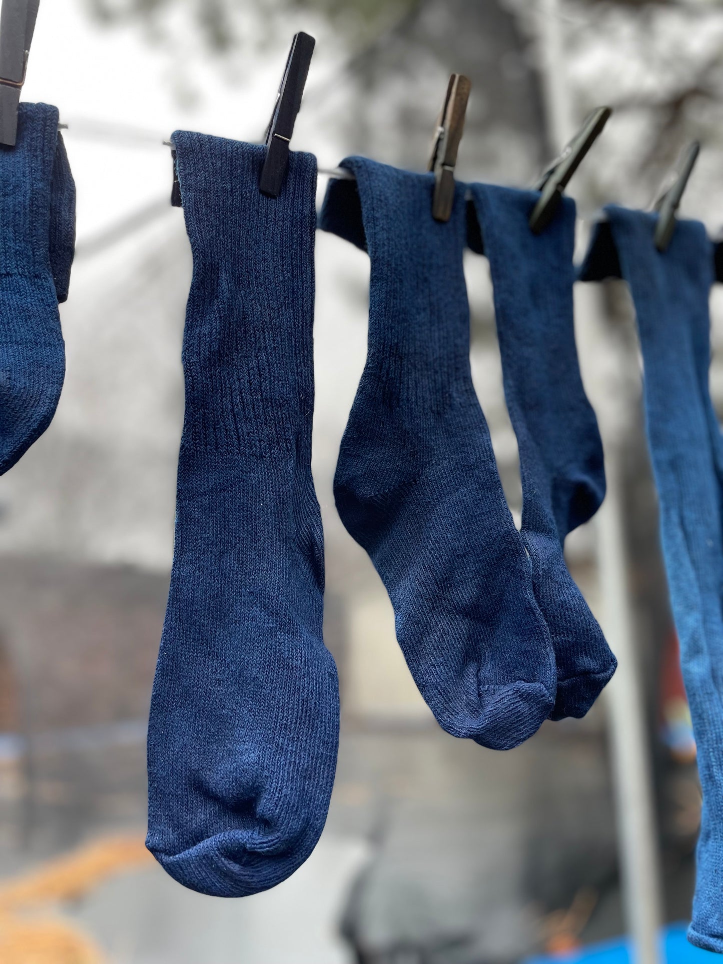 Natural Indigo Dyed Classic 100% Cotton Unisex Socks