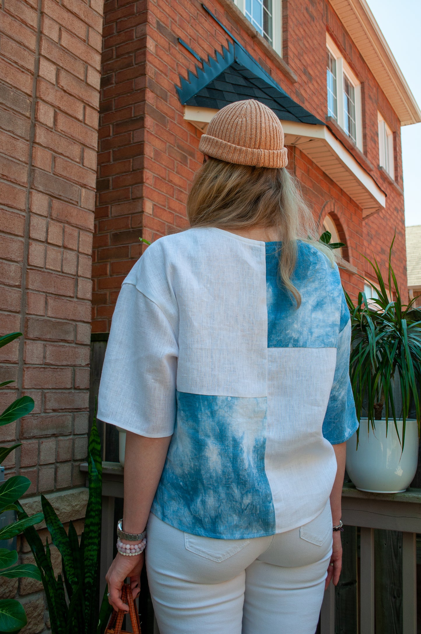 Boxy Linen Patchwork Blouse
