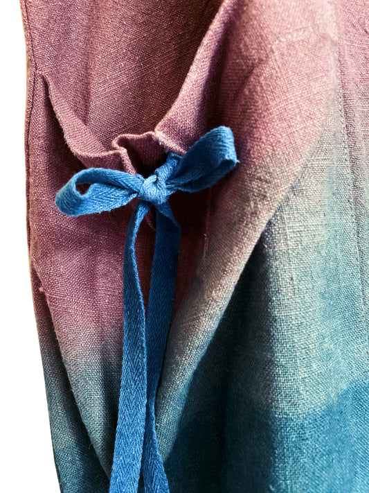 TJ Indigo Mauve Linen Pinafore Apron Dress