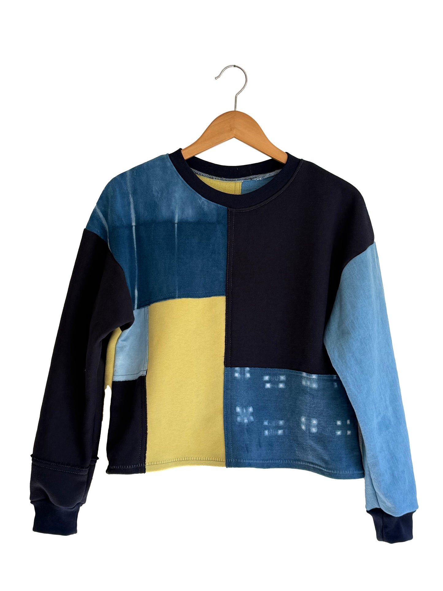 Cropped Patchwork Sweater Key Lime S-M