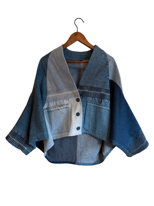 Denim Patchwork Bubble Jacket