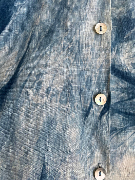 Cropped Buttoned Linen Jacket In Arashi