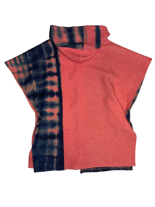 Coral Hooded Boiled Wool Cape