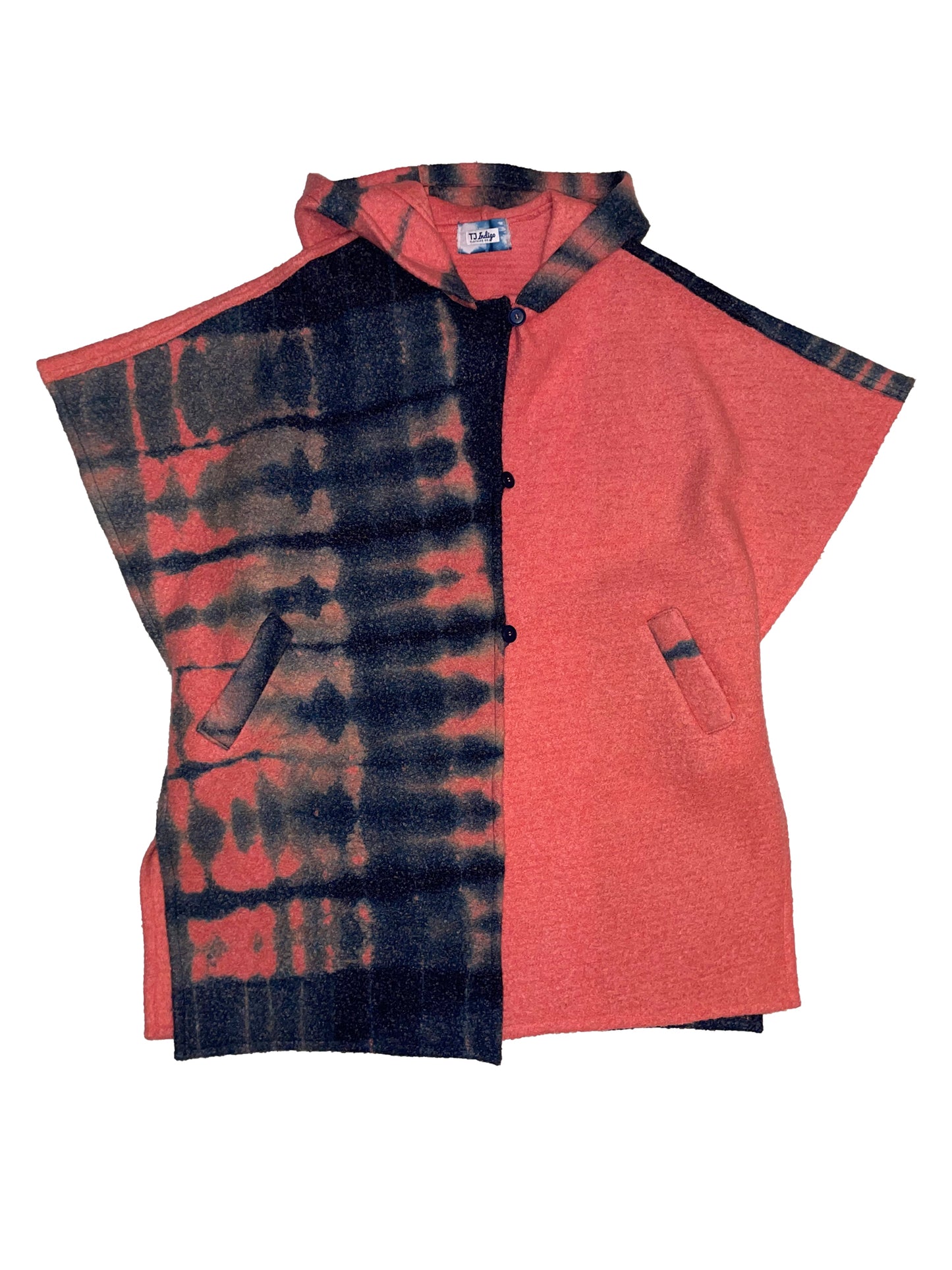 Coral Hooded Boiled Wool Cape