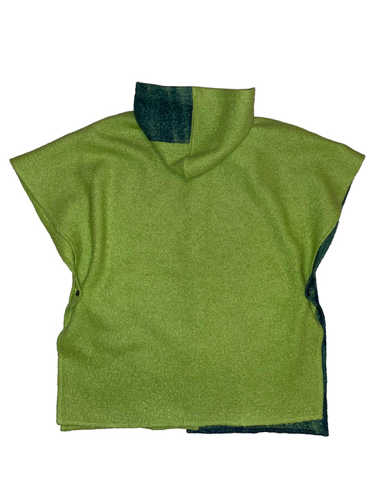 Lime Green Hooded Boiled Wool Cape