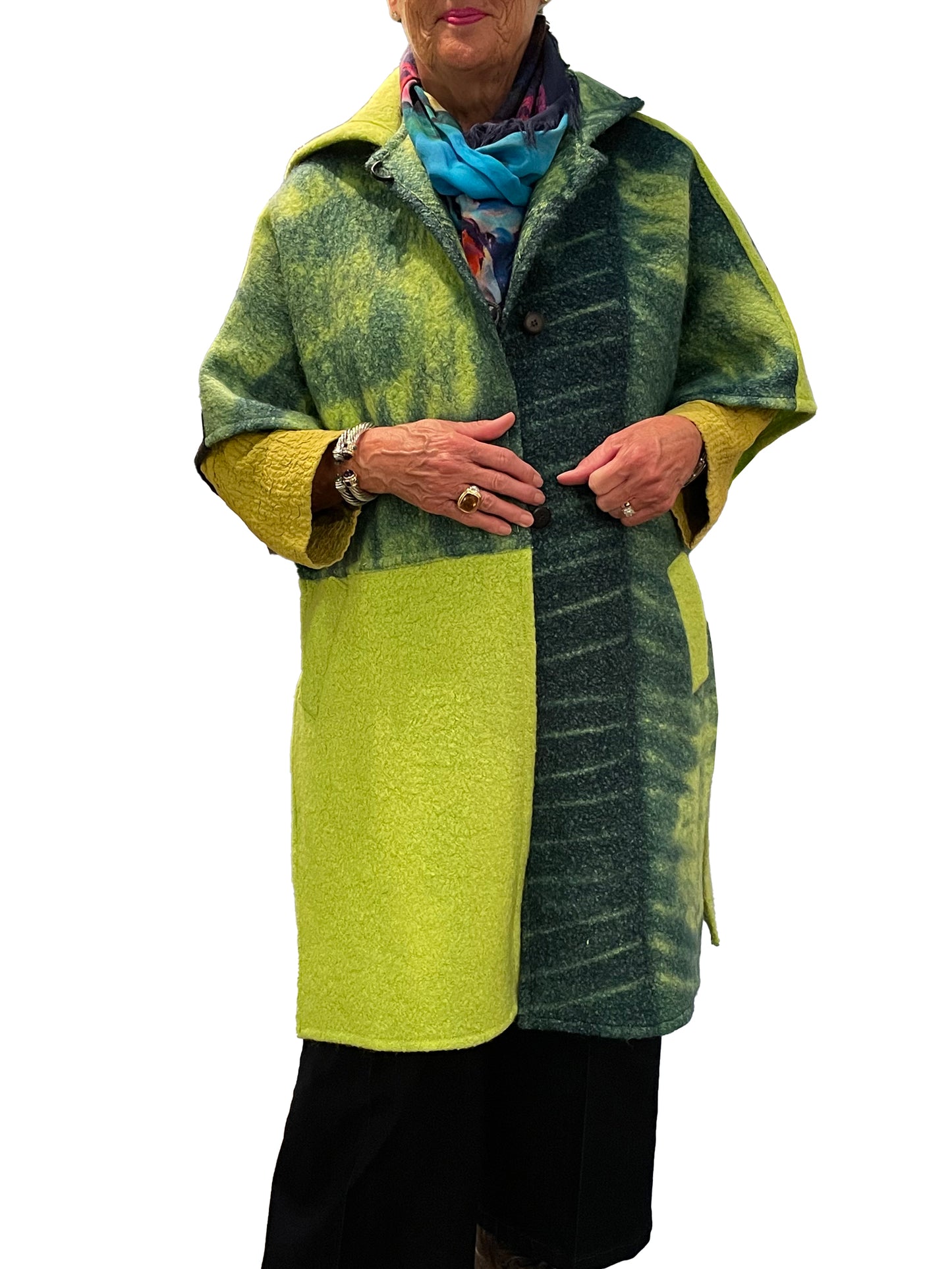 Lime Green Hooded Boiled Wool Cape