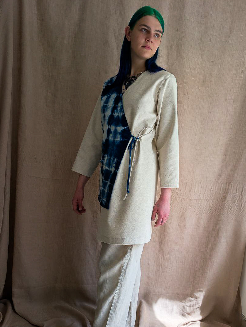 Asymmetrical Linen Wrap Jacket