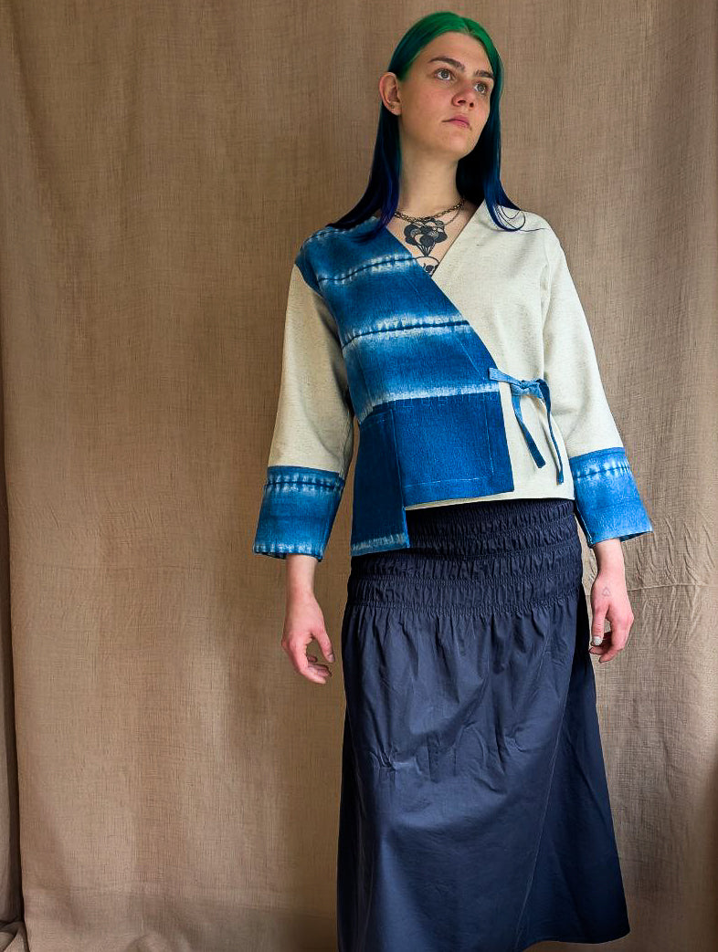 Asymmetrical Linen Wrap Jacket Short