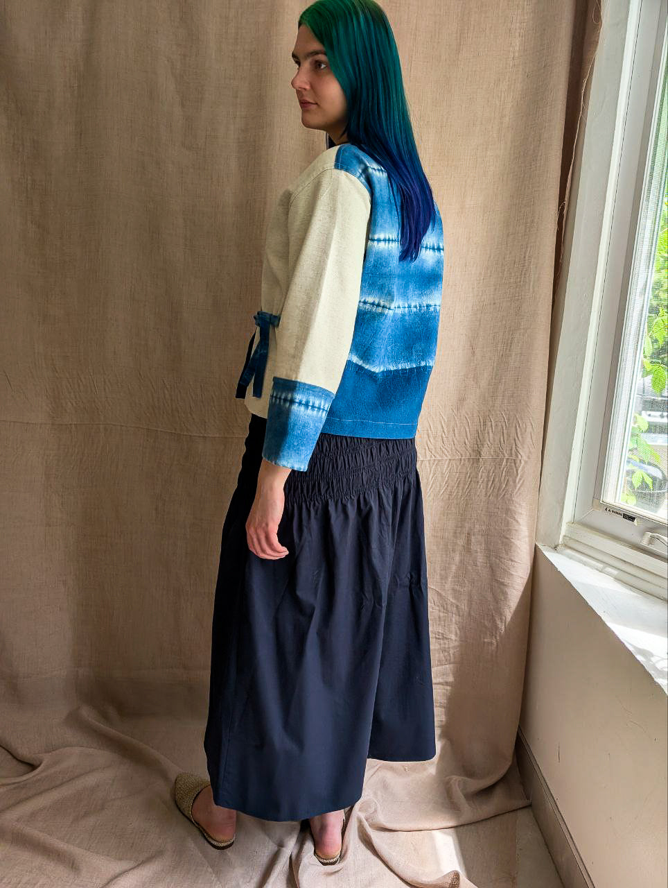 Asymmetrical Linen Wrap Jacket Short