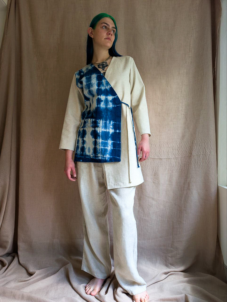 Asymmetrical Linen Wrap Jacket