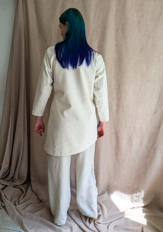 Asymmetrical Linen Wrap Jacket