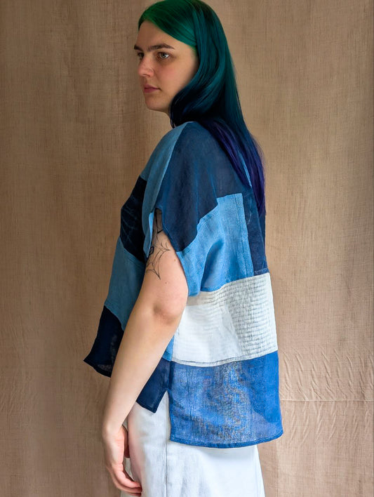 Sheer Linen Bojagi Patchwork Top