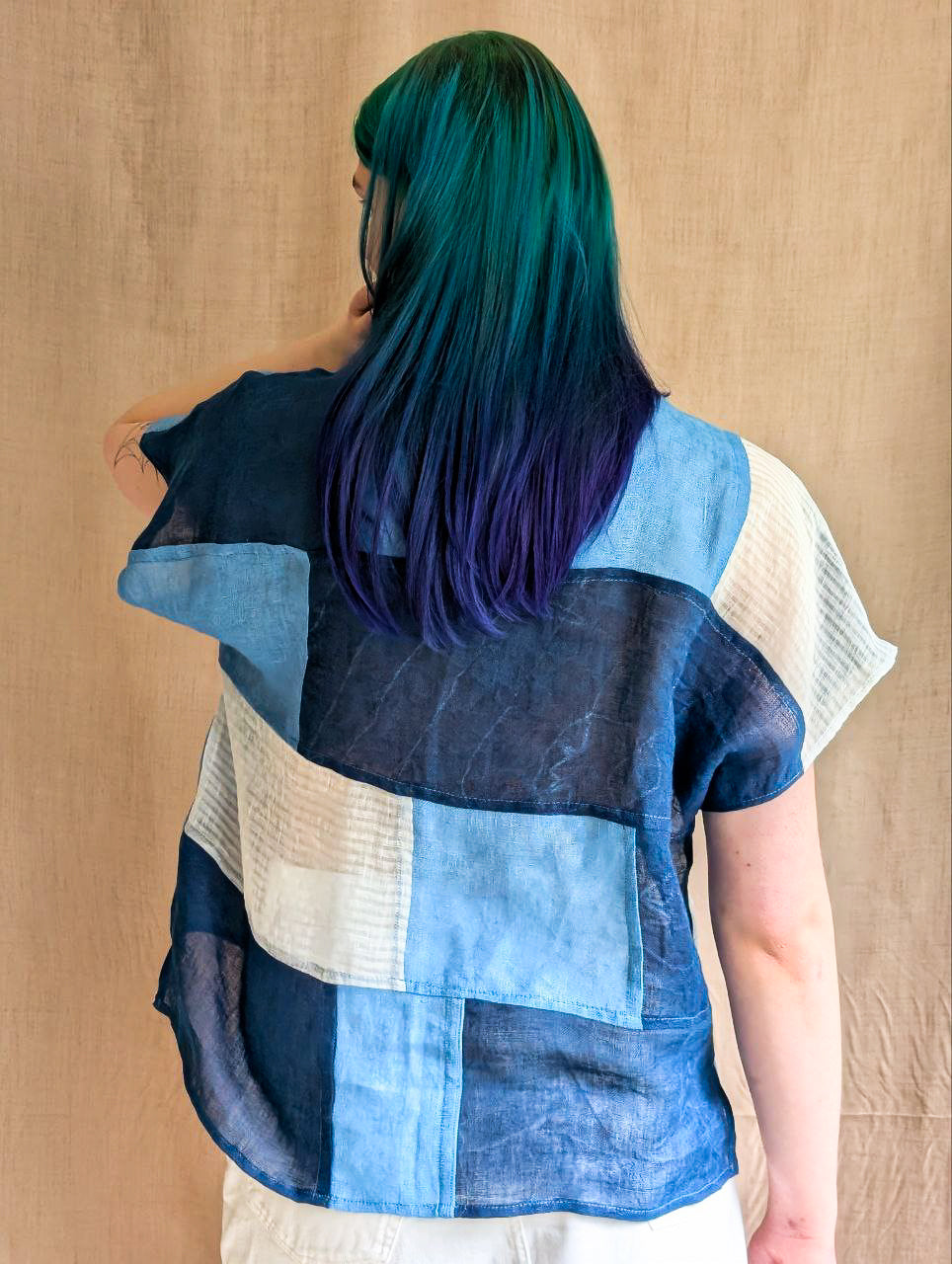 Sheer Linen Bojagi Patchwork Top