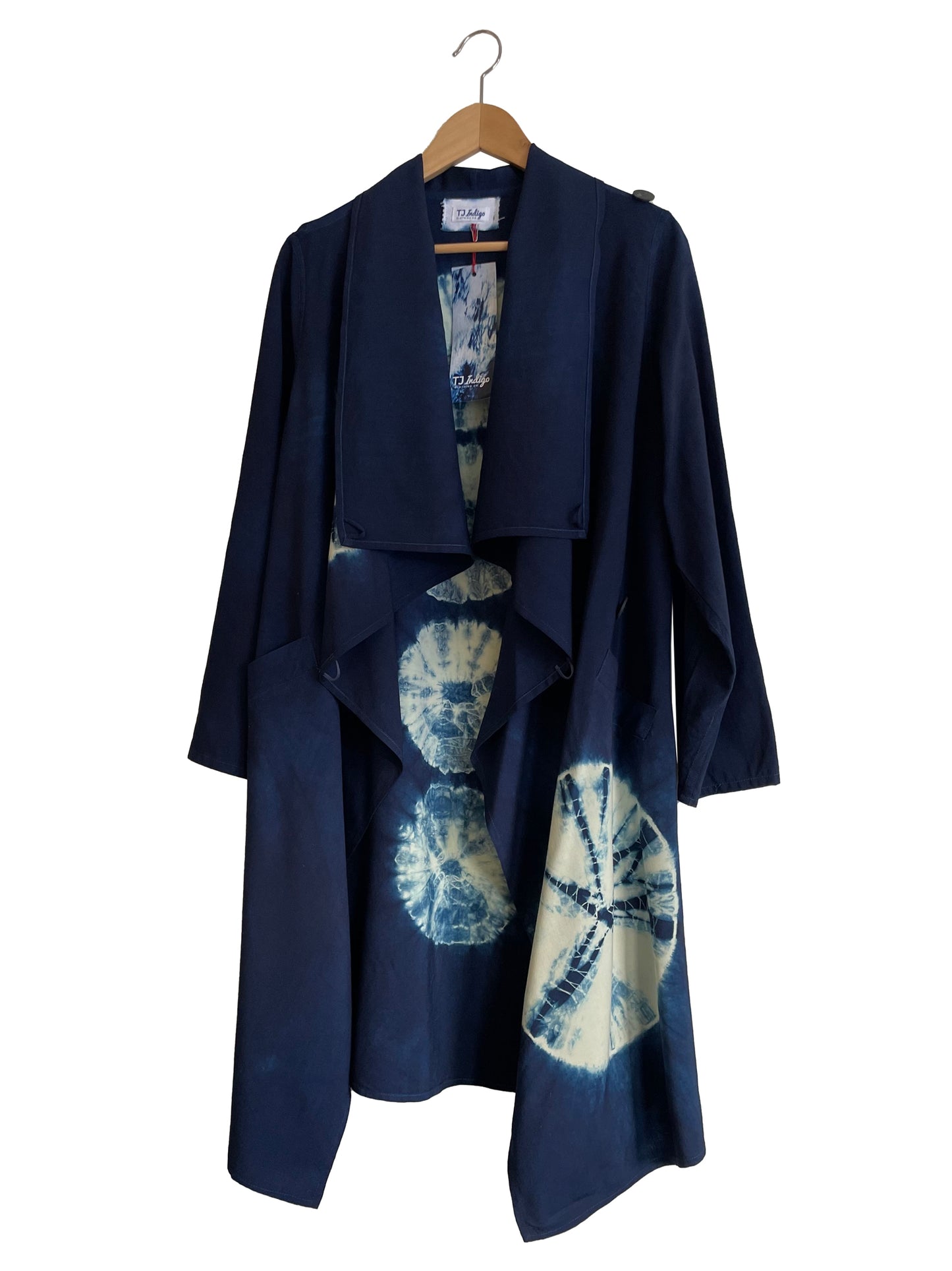 Wool Waterfall Coat with Kumo Shibori