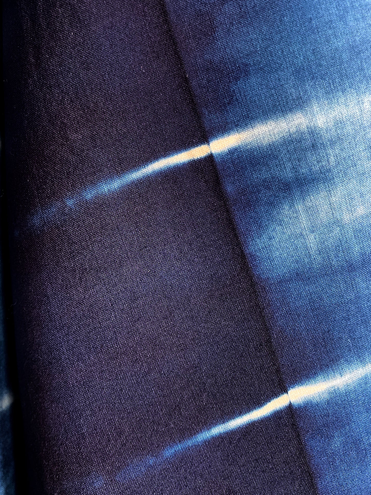 Waterfall Coat with Geometric Indigo Stripes