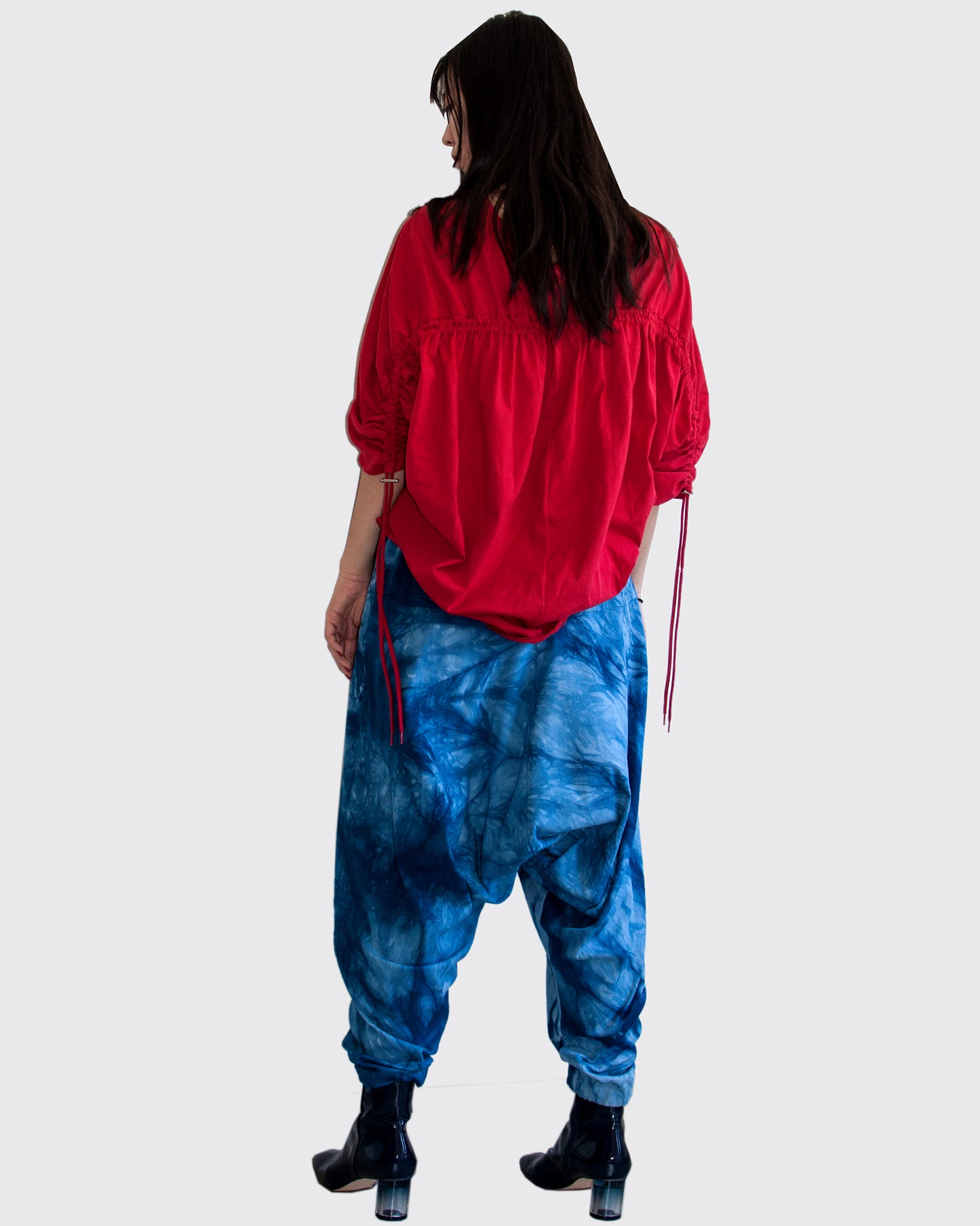 Natural Indigo Arashi Shibori Harem Pants