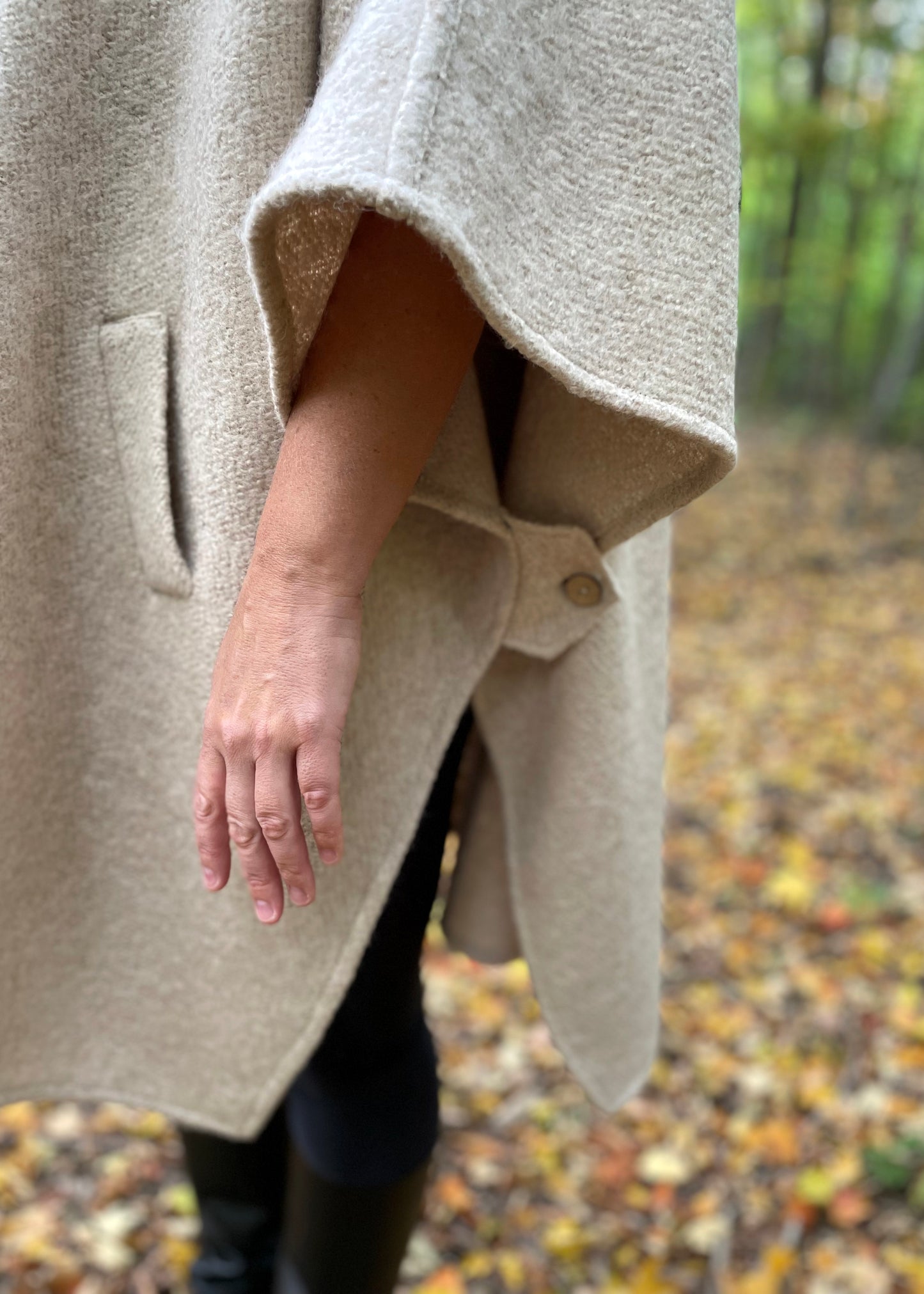 Coral Hooded Boiled Wool Cape