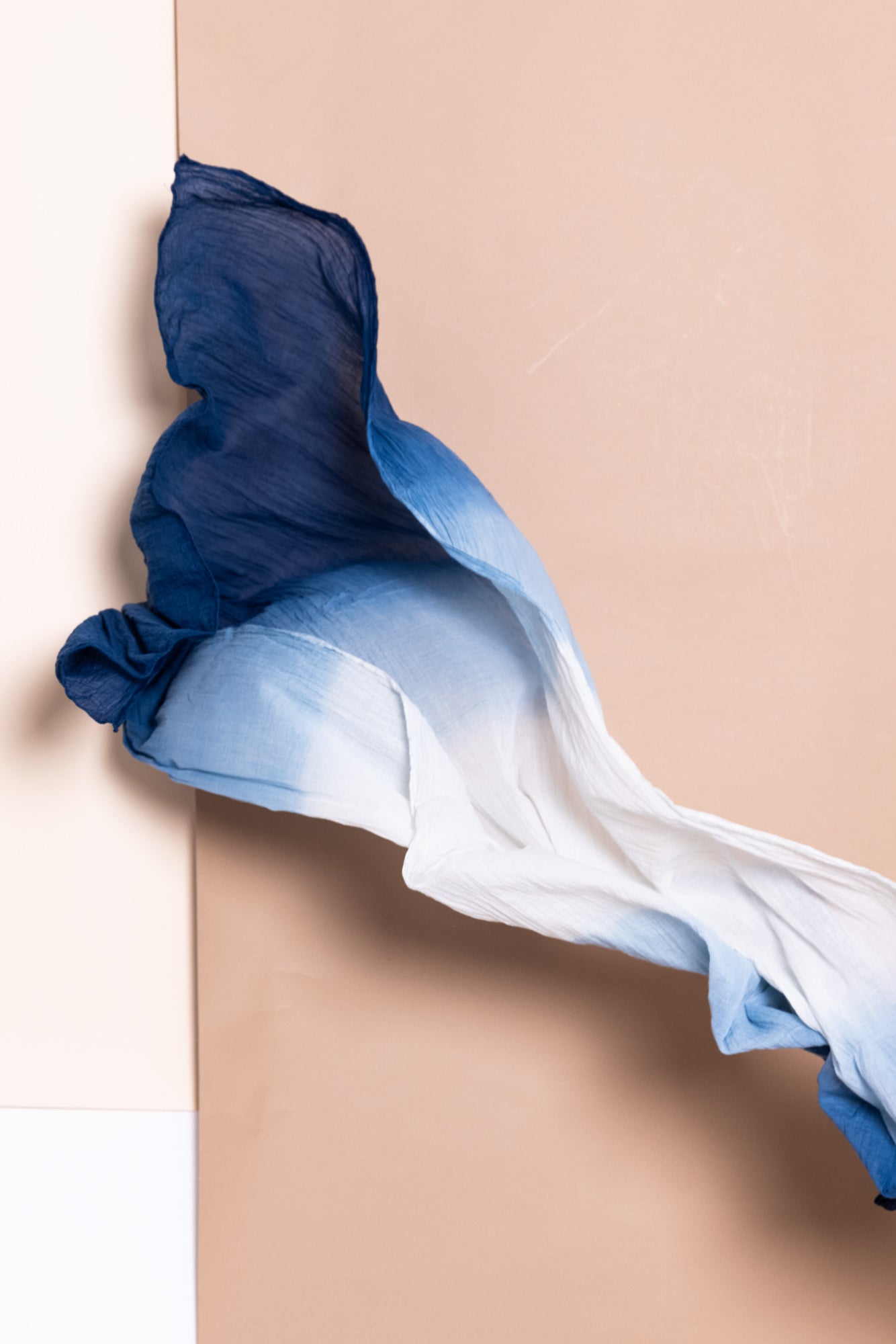 Indigo Shibori Ripples Organic Cotton Wrap Scarf
