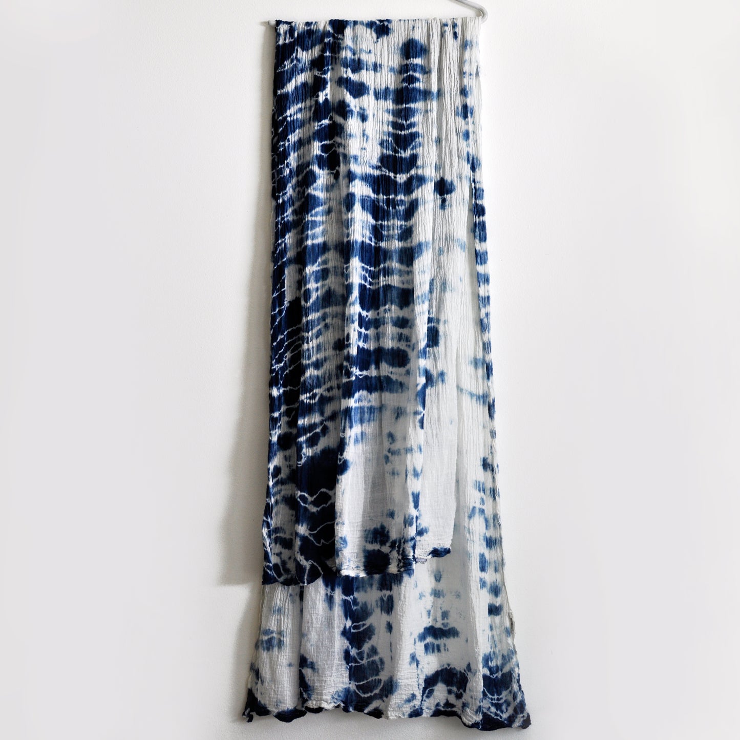Indigo Shibori Ripples Organic Cotton Wrap Scarf