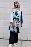 Wraparound Cashmere Wool Indigo Shibori Midi Coat
