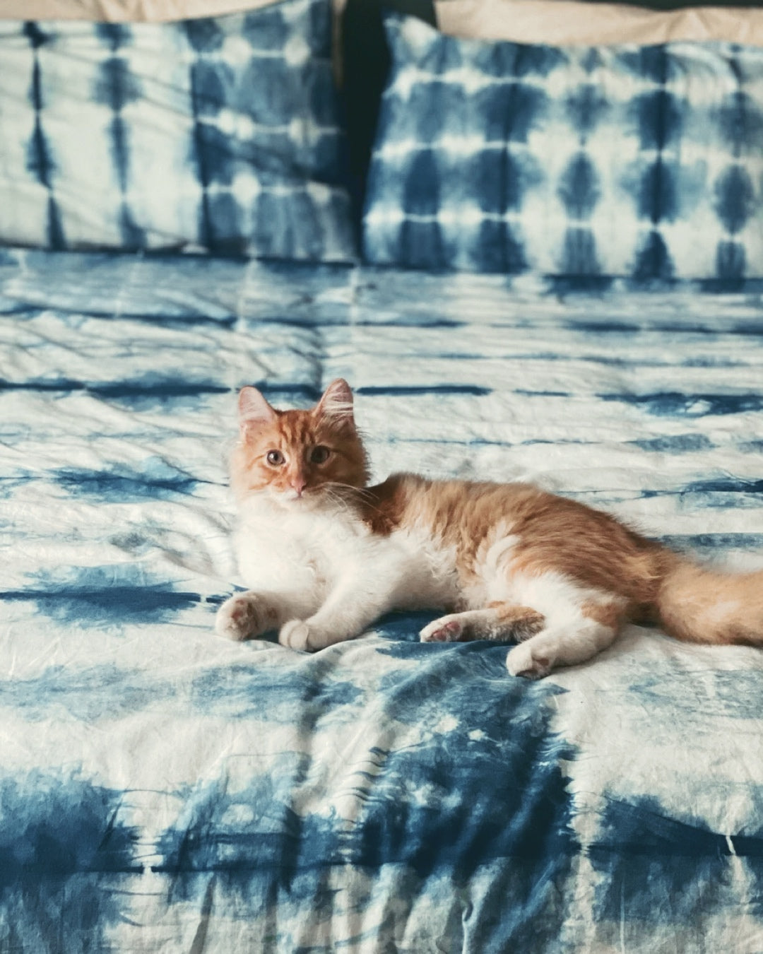 Bamboo Bedding Set in Natural Indigo Shibori