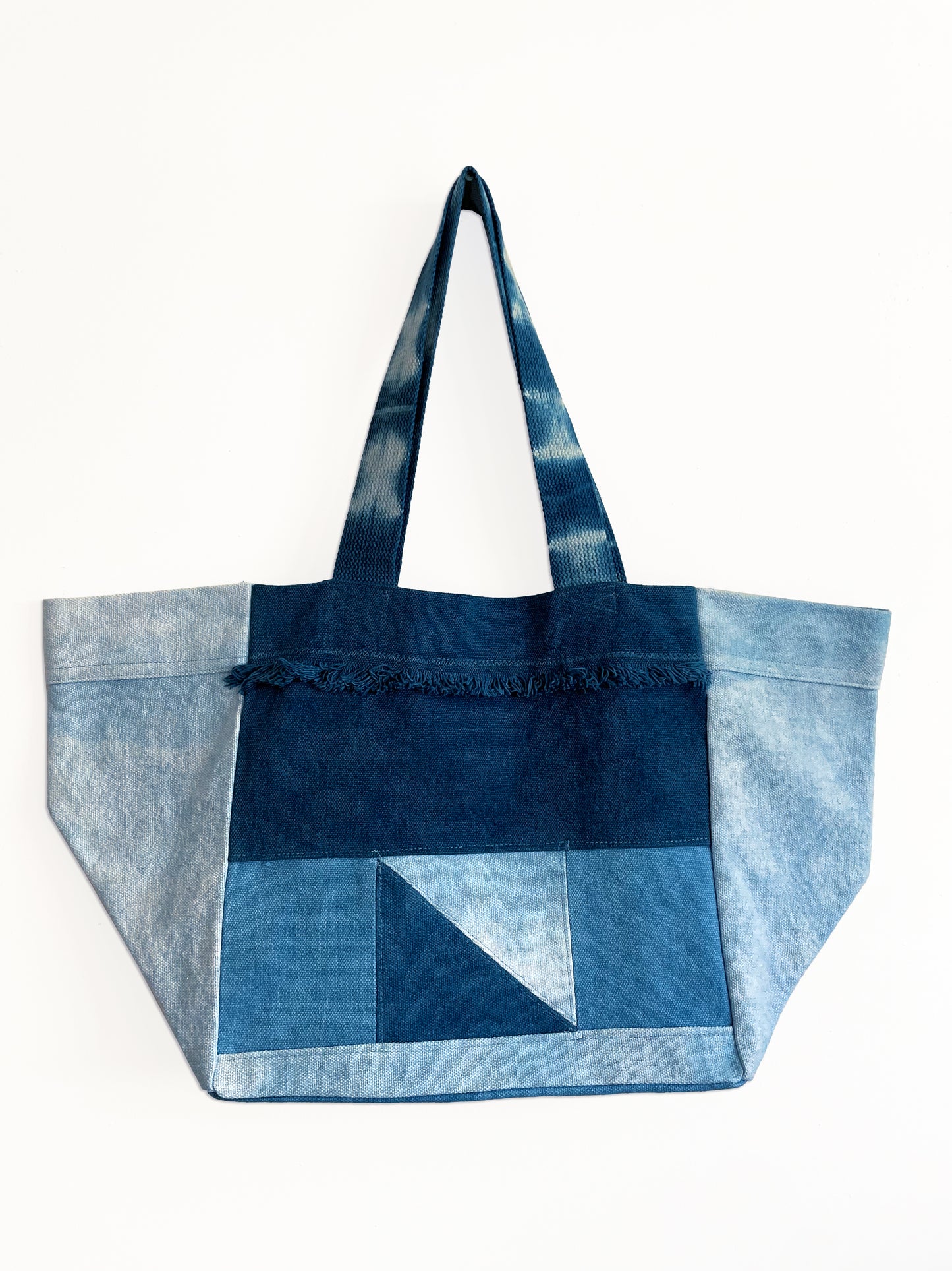 Large Canvas Tote Bag With Patchwork