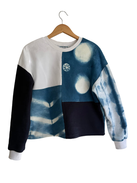 Cropped Small Patchwork Sweater Dots S-M