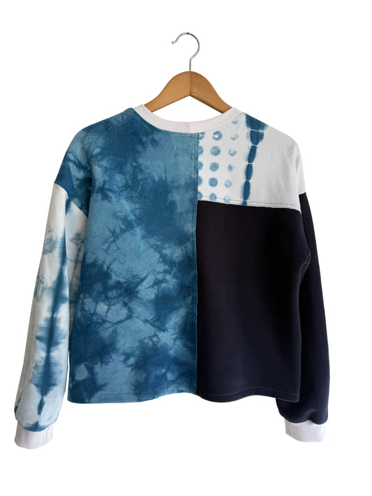 Cropped Small Patchwork Sweater Dots S-M