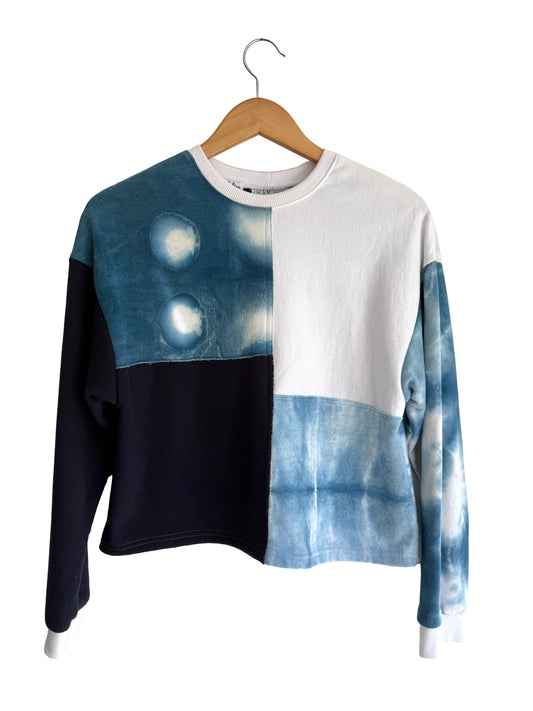Cropped Patchwork Sweater Polka Dot S-M