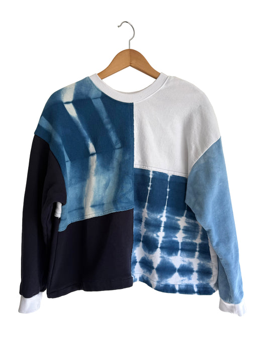 Cropped Patchwork Sweater Herringbone M-L