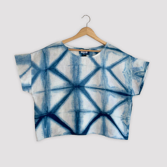 Boxy Linen Blouse In High Contrast Indigo