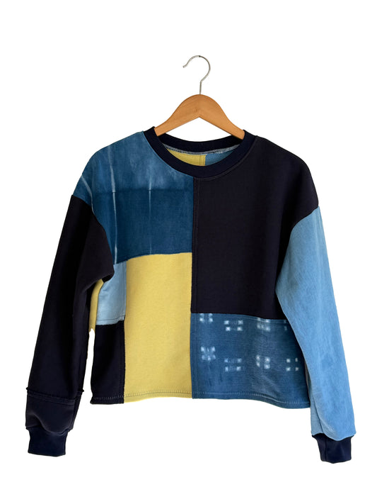 Cropped Patchwork Sweater Key Lime S-M