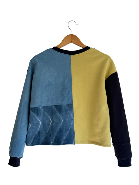 Cropped Patchwork Sweater Key Lime S-M