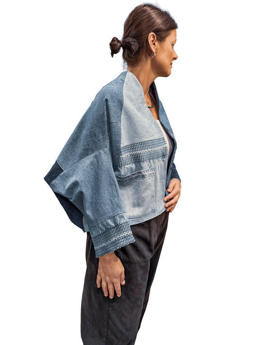 Denim Patchwork Bubble Jacket