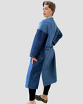 Long Upcycled Denim A-Line Coat
