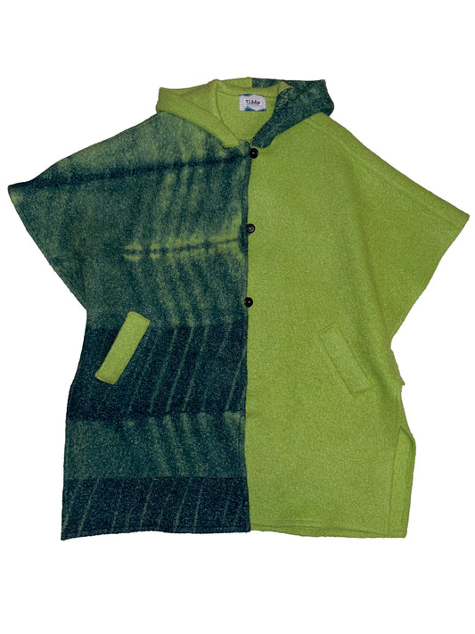 Lime Green Hooded Boiled Wool Cape