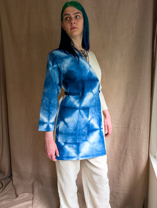 Asymmetrical Linen Wrap Jacket Long