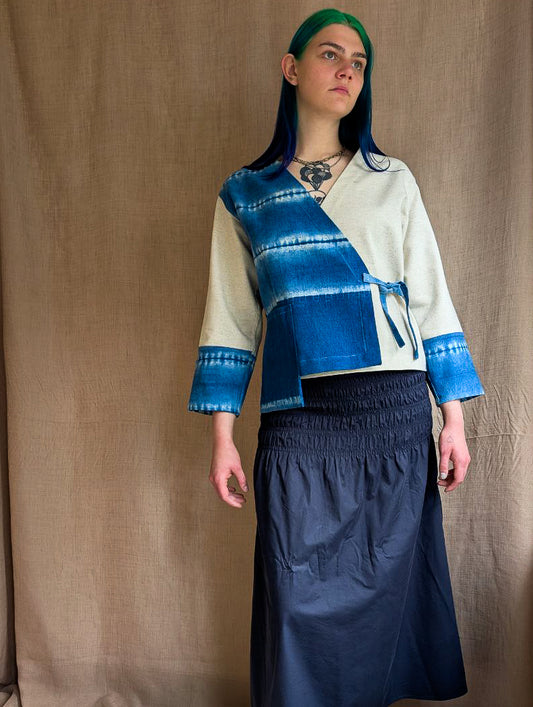 Asymmetrical Linen Wrap Jacket Short
