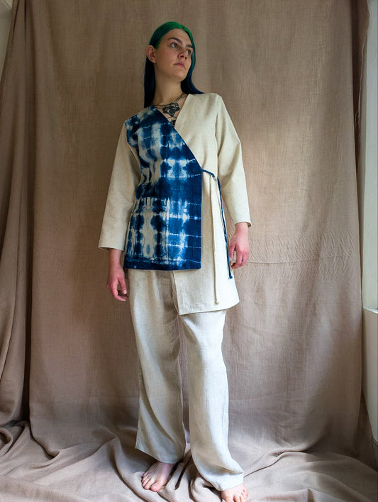 Asymmetrical Linen Wrap Jacket