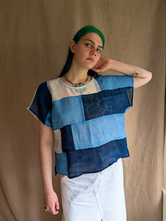 Sheer Linen Bojagi Patchwork Top