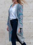 Lena Reversible Linen V-neck Jacket in Silver Grey and Pink Itajime Shibori