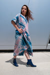 Pink V-Neck Linen Tunic Dress in Arashi