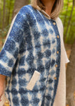 Hooded Wool Cape With Shibori Panel