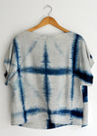 Linen Boxy Blouse in Indigo Starflower and Oat
