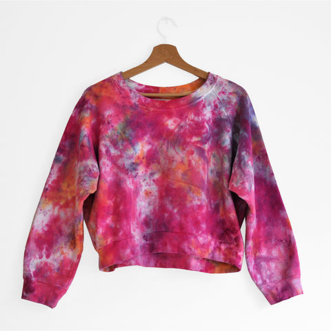 Organic Cotton Cropped Sweatshirt in Berry Explosive