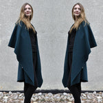 Dark Green Coat With Wraparound Collar