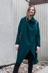 Dark Green Coat With Wraparound Collar