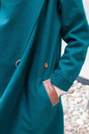 Dark Green Coat With Wraparound Collar