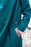 Dark Green Coat With Wraparound Collar