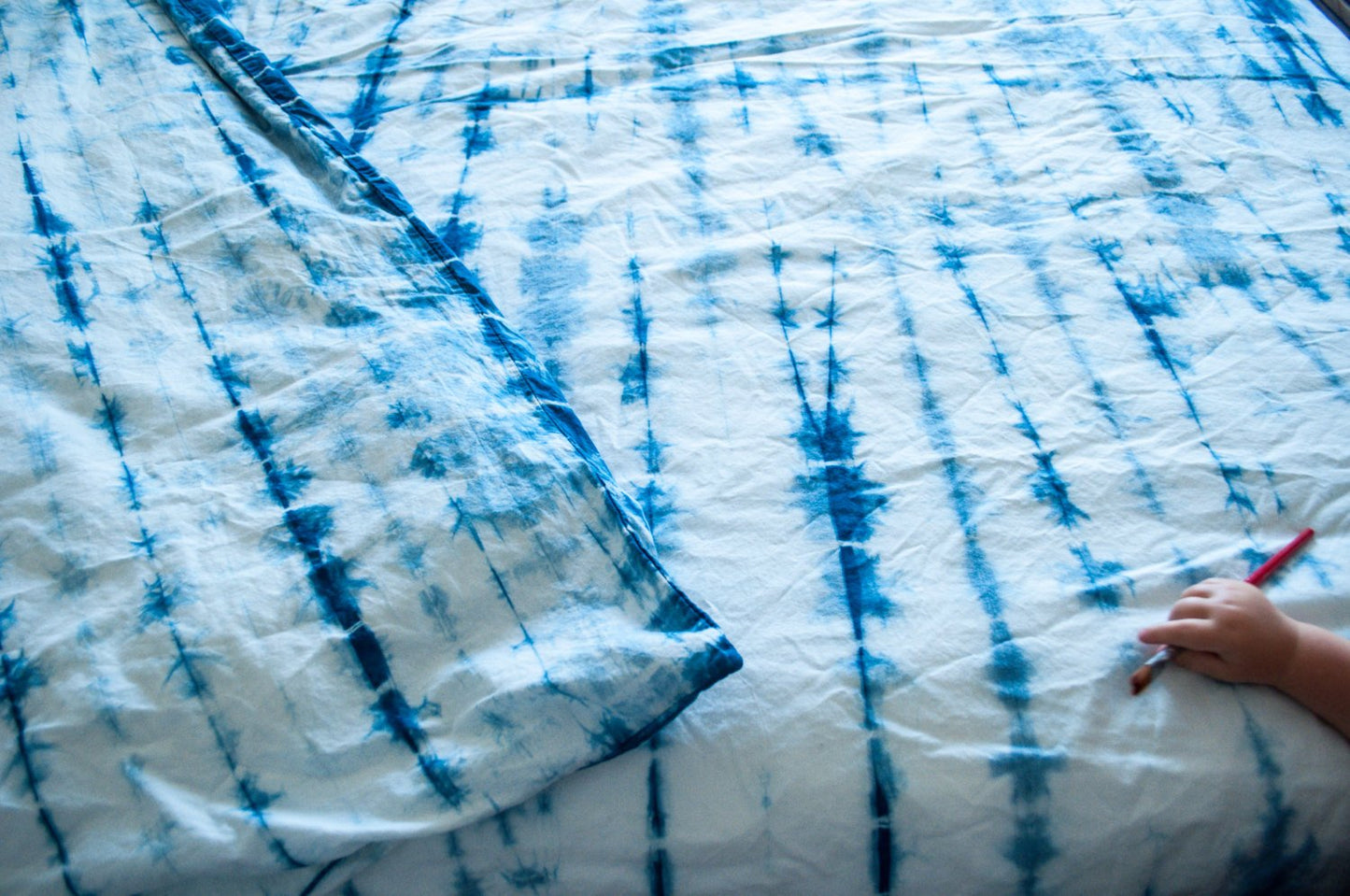 Cotton Bedding Set in Natural Indigo Shibori